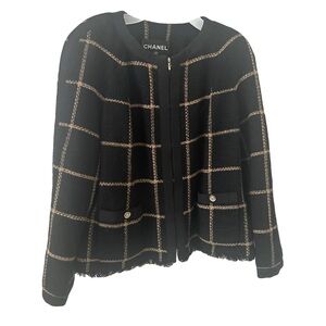 Chanel Black and Brown Checkered Blazer